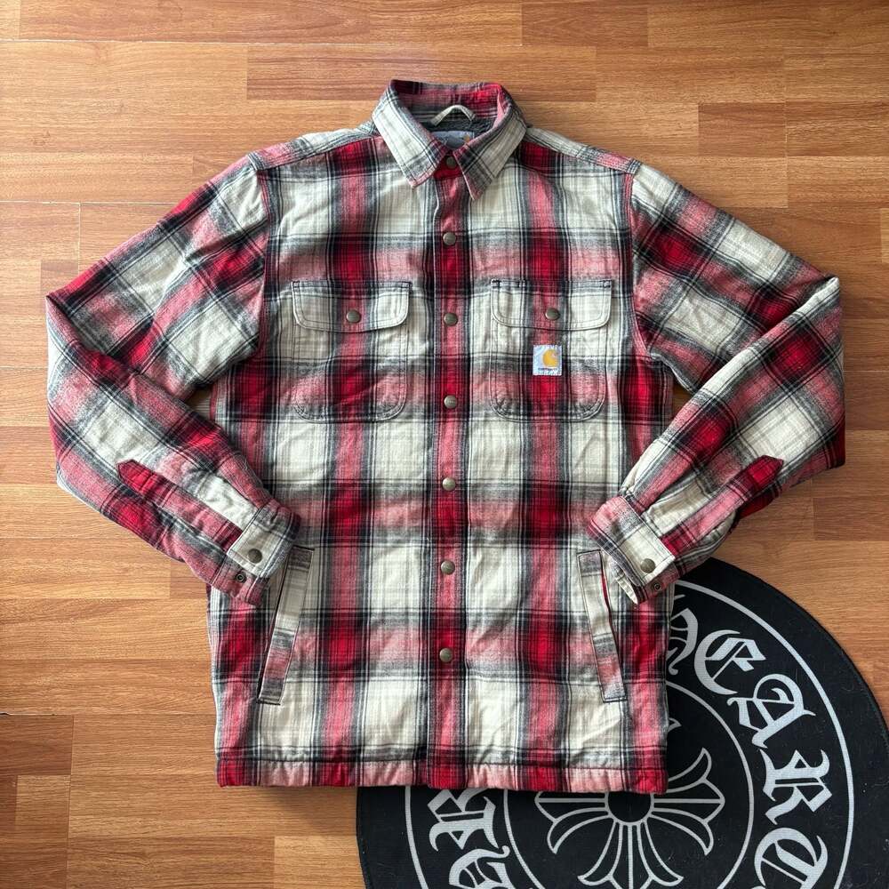 Carhartt Hubbard Sherpa Lined Plaid Flannel Shirt Jacket 103821